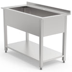 Optimize Your Kitchen Operations with our Stainless Steel Pot Wash Sink (1200mm) - Single Bowl, Designed for Commercial Use. This sink, crafted for durability, is perfect for the rigorous demands of restaurants, bars, and cafes. Angle_view