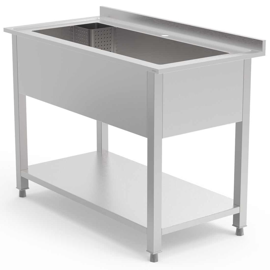 Optimize Your Kitchen Operations with our Stainless Steel Pot Wash Sink (1200mm) - Single Bowl, Designed for Commercial Use. This sink, crafted for durability, is perfect for the rigorous demands of restaurants, bars, and cafes. Angle_view