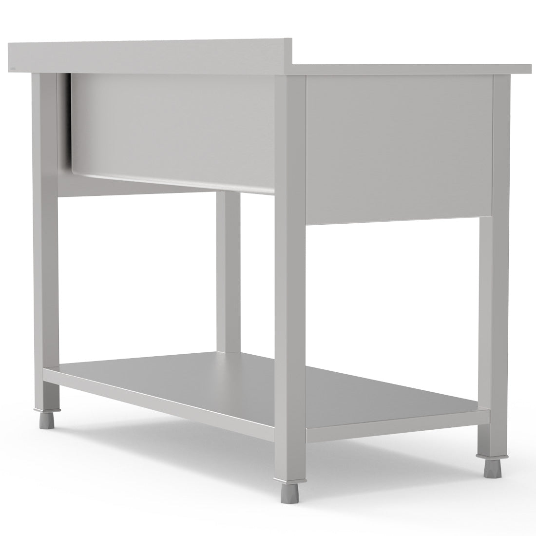 Optimize Your Kitchen Operations with our Stainless Steel Pot Wash Sink (1200mm) - Single Bowl, Designed for Commercial Use. This sink, crafted for durability, is perfect for the rigorous demands of restaurants, bars, and cafes. Rear_view.