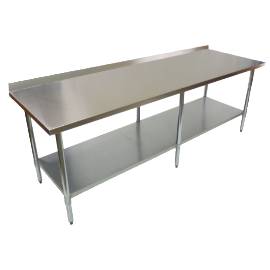 Durable 2100mm 201 Food Grade Stainless Steel Wall Table, Ideal for Commercial Kitchens. Robust Construction Ensures Longevity and Reliability. Front Image.