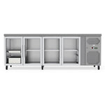Spacious 545L Commercial Counter Fridge, Ideal For Busy Food Service Operations. Adjustable Shelving Offers Versatile Storage Options. Empty Front Image.