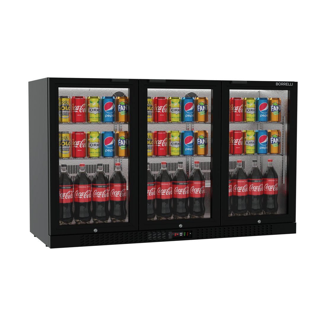 Commercial Undercounter Bar Fridge With 3 Hinged Doors 293L