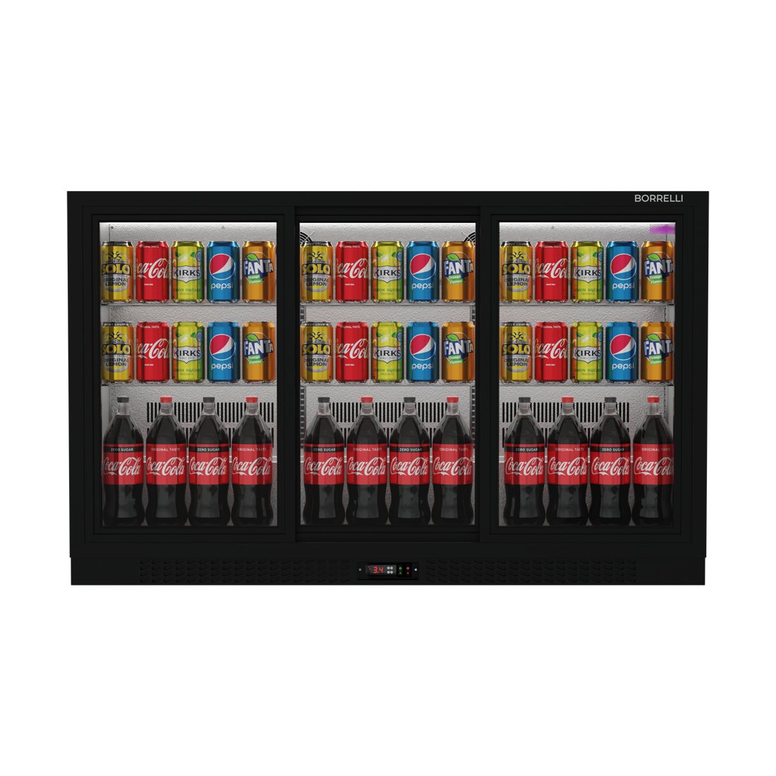 Commercial Undercounter Bar Fridge With 3 Sliding Doors 293L