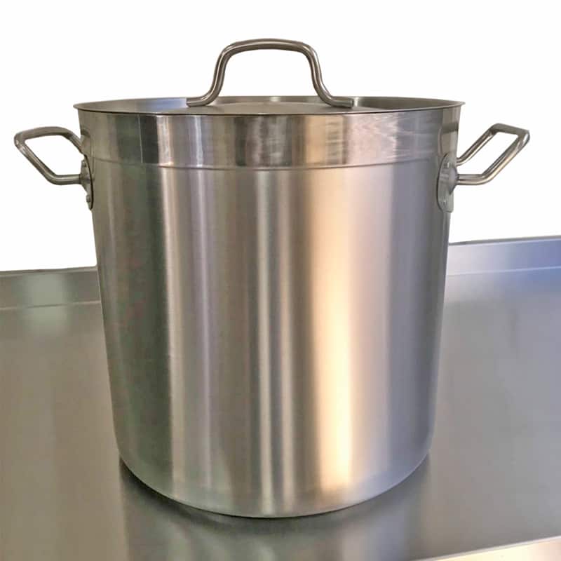 71L Stainless Steel Stock Pot, Essential for Bulk Cooking in Commercial Kitchens. Robust Construction for Durability and Reliability.  Front Image.