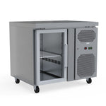 Compact And Sleek 115L Commercial Counter Fridge, Ideal For Cafes And Small Eateries. Efficiently Stores Perishables While Saving Space. Front Angle Image.