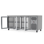 High-Capacity 403L Commercial Counter Fridge, Perfect For Busy Kitchens And Food Service Establishments. Spacious Interior With Adjustable Shelving To Accommodate Various Products. Front Empty Angle Door Opening Image.