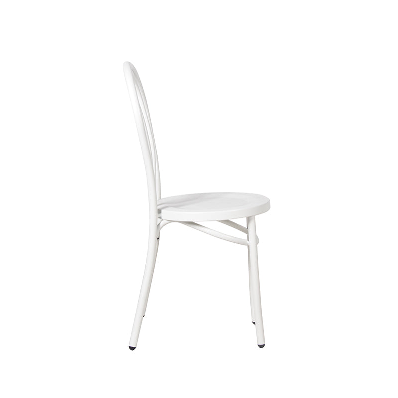 Our Stunning Tahlia Aluminium Chair Is Perfect For Any Dining Environment. This Is Offered In An Elegant Matt Black And Matt White. Side Image.