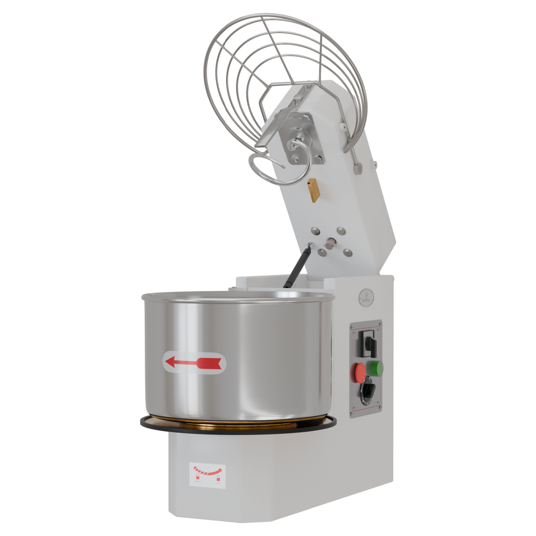 Borrelli Spiral Dough Mixer 25L - 16kg Kneading - Double Motion - Single Speed Tilting Head
