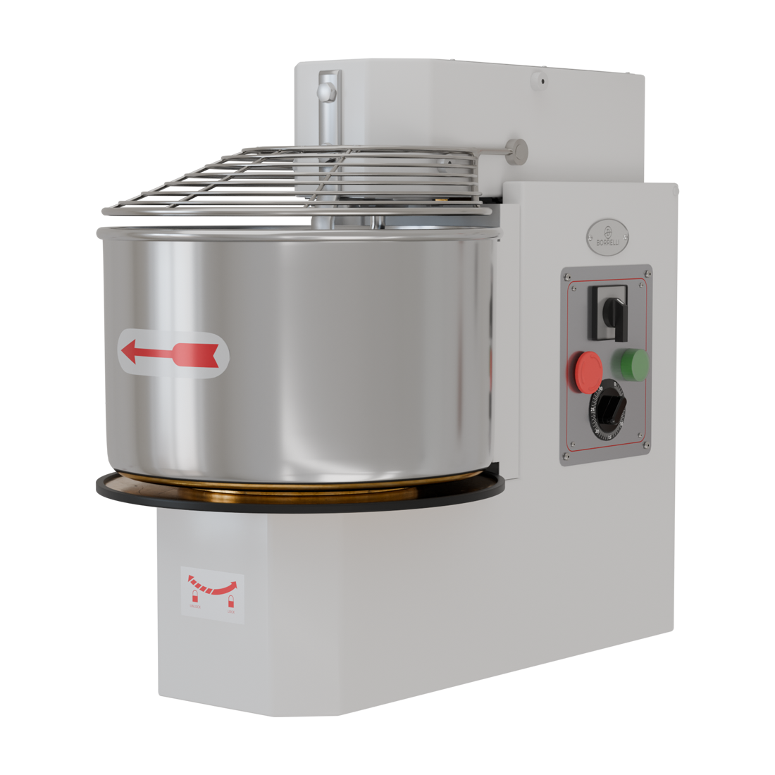 Borrelli Spiral Dough Mixer 60L - 35kg Kneading - Double Motion - single Speed Tilting Head