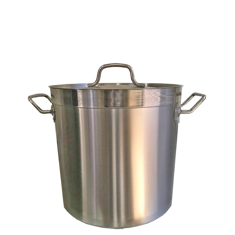 25L Stainless Steel Stock Pot, Essential for Cooking in Commercial Kitchens. Robust Construction for Durability and Reliability.  Front Image.