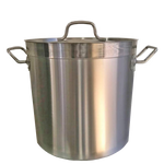 71L Stainless Steel Stock Pot, Essential for Bulk Cooking in Commercial Kitchens. Robust Construction for Durability and Reliability.  Front Image.