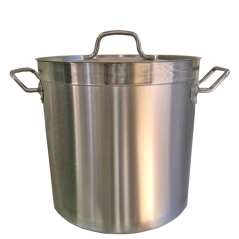 71L Stainless Steel Stock Pot, Essential for Bulk Cooking in Commercial Kitchens. Robust Construction for Durability and Reliability.  Front Image.