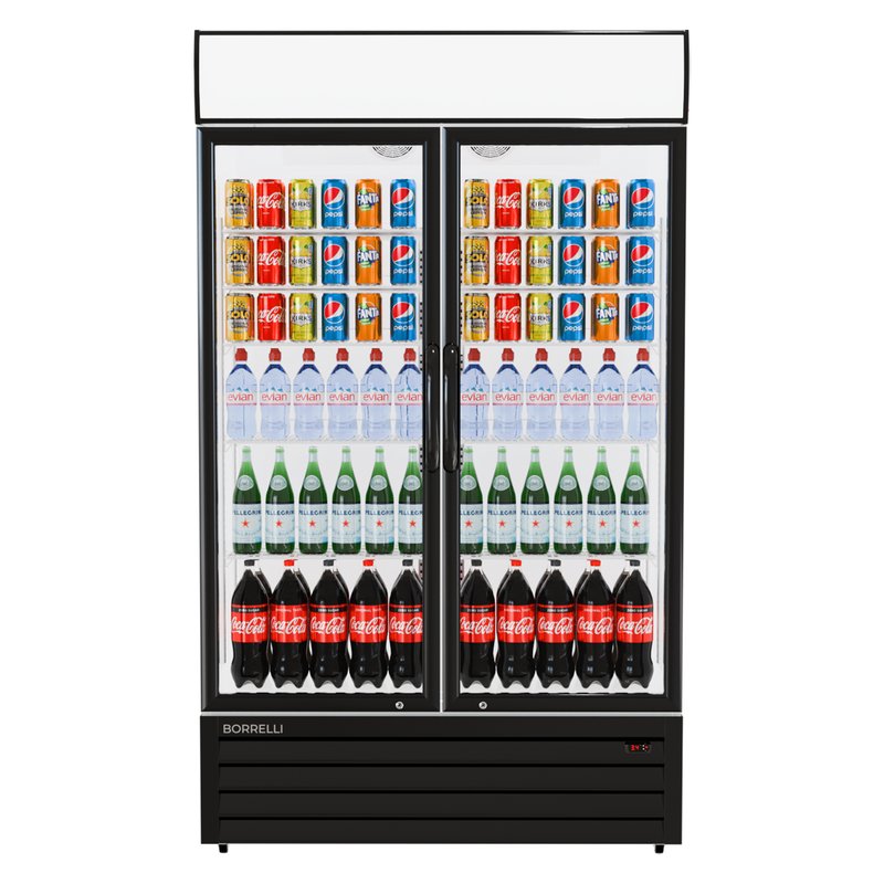 Commercial Display Fridge With 2 Hinged Glass Doors 879L