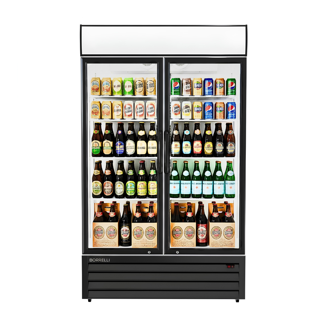 Commercial Display Fridge With 2 Hinged Glass Doors 525L
