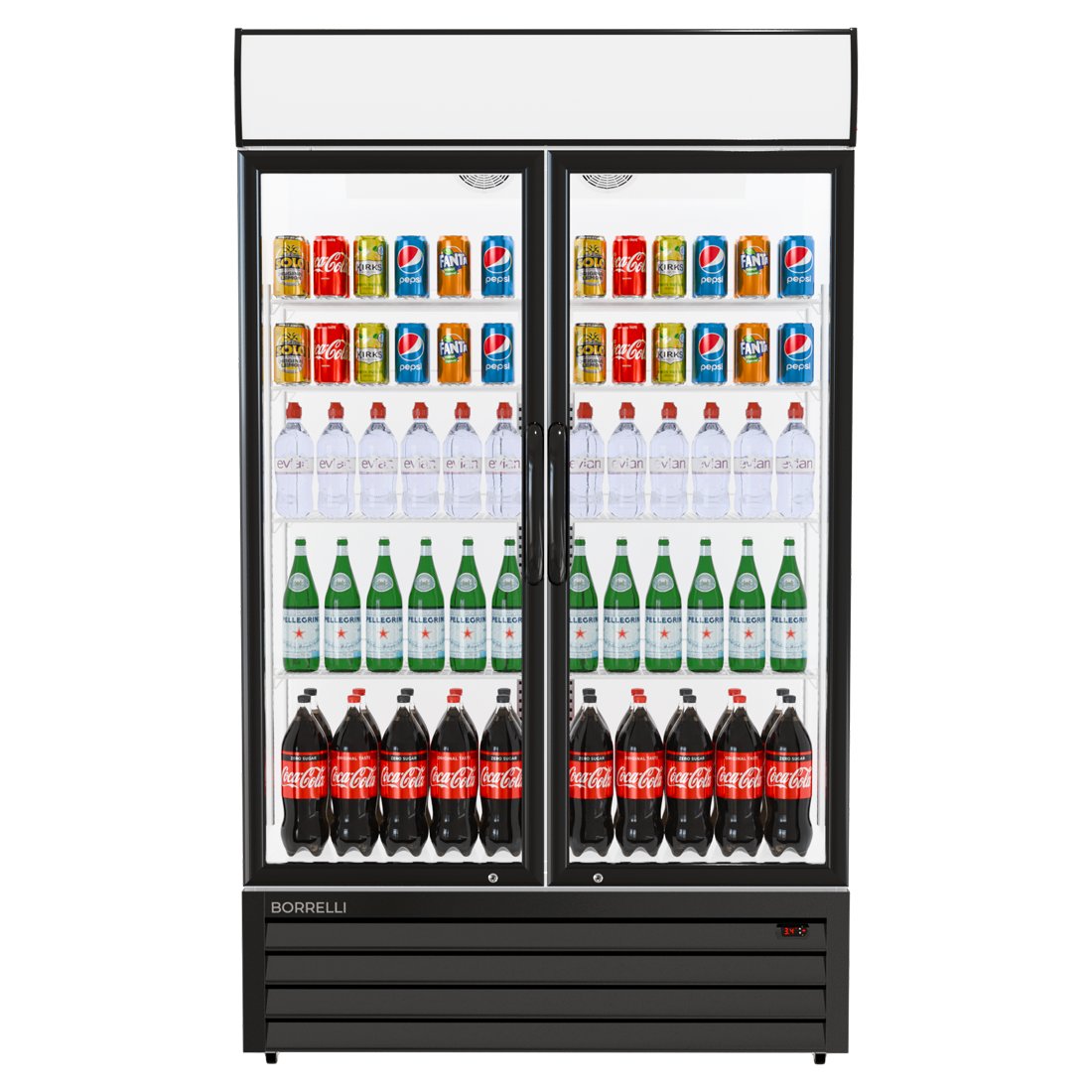 Commercial Display Fridge With 2 Hinged Glass Doors 525L