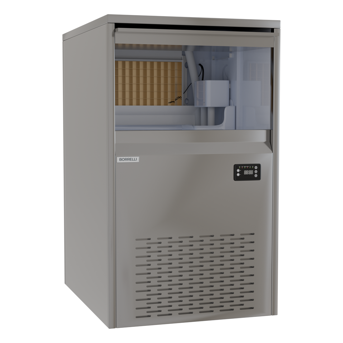  Efficient 80kg Ice Machine for Commercial Use - Compact and Durable Design, Perfect for Restaurants, Bars, and Cafes angle view with door open
