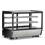 Modern 160-litre Borrelli countertop refrigerated display with straight glass, featuring three accessible levels for optimal product visibility and cooling in food service locations.
