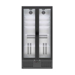 Empty Borrelli 510U commercial bar fridge with closed glass doors, showcasing a sleek and modern design.