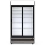 Experience Efficiency with our 1000-Litre Display Fridge, equipped with Sliding Doors for Commercial Use. front view.