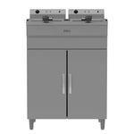 Durable Borrelli 14-liter dual tank fryer with a front view, showcasing independent controls for versatile cooking in fast-paced food establishments.