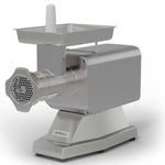 Borrelli heavy-duty meat mincer at an angle, capable of mincing 220kg per hour, with safety guard closed
