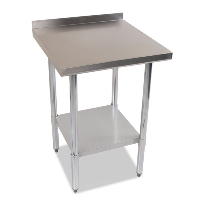 Durable 600mm 430 Food Grade Stainless Steel Wall Table, Ideal for Commercial Kitchens. Robust Construction Ensures Longevity and Reliability. Front Image.