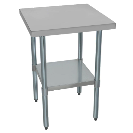 Durable 600mm 430 Food Grade Stainless Steel Centre Table, Ideal for Commercial Kitchens. Robust Construction Ensures Longevity and Reliability. Front Image.