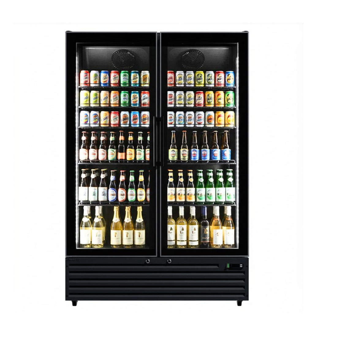 Commercial Upright Bar Fridge With 2 Hinged Glass Doors 758L
