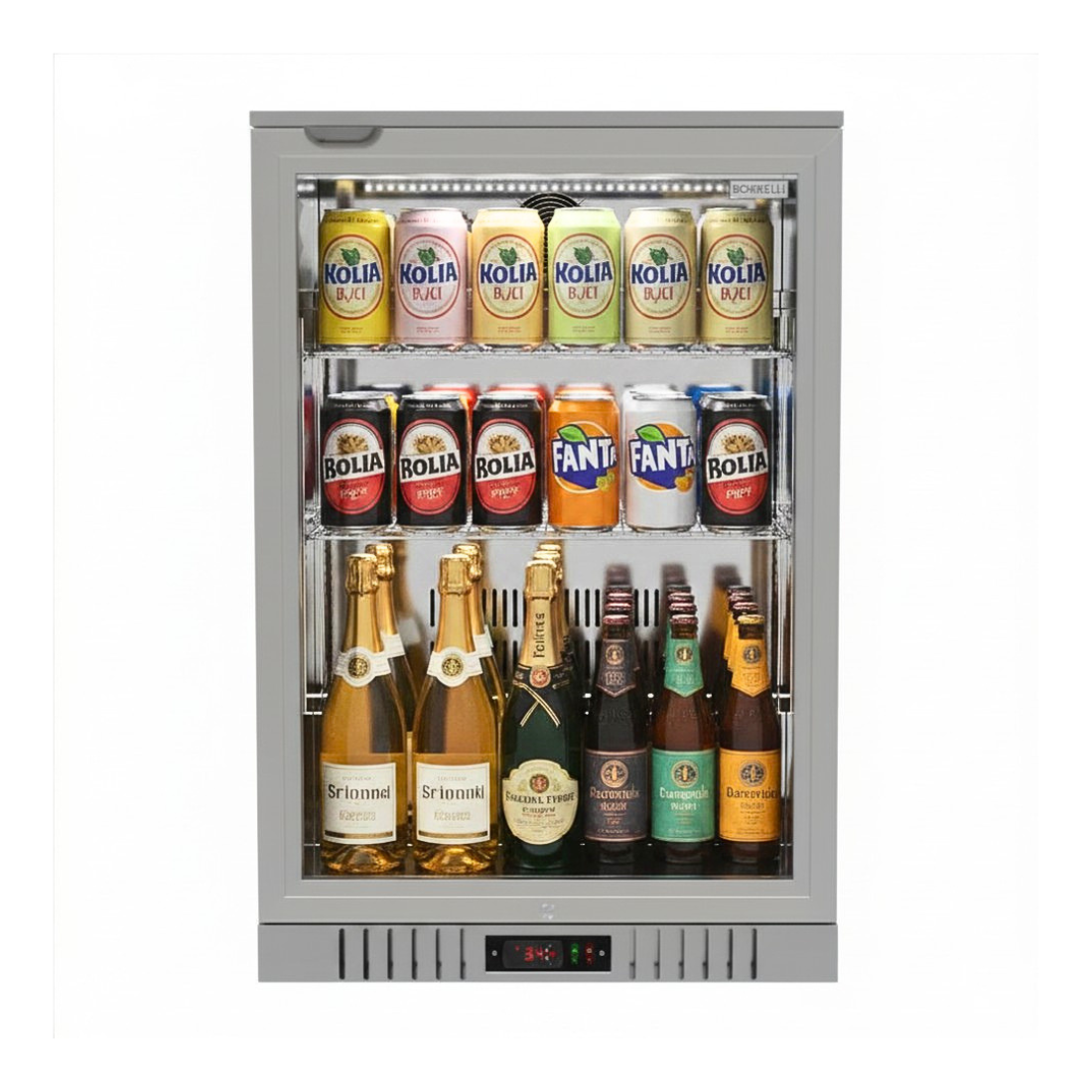 Commercial Deluxe Stainless Steel Bar Fridge With Hinged Door 133L