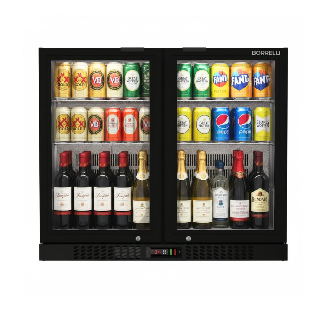 Commercial Bar Fridge With 2 Hinged Doors 207L