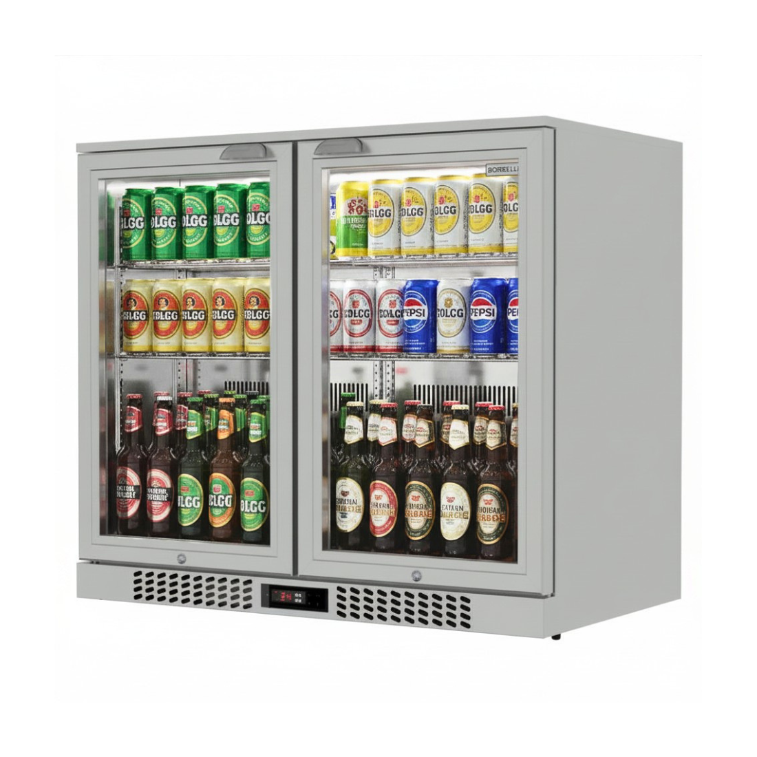 Commercial Stainless Steel Bar Fridge With 2 Hinged Doors 207L