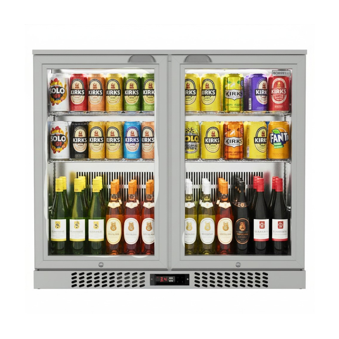 Commercial Stainless Steel Bar Fridge With 2 Hinged Doors 207L