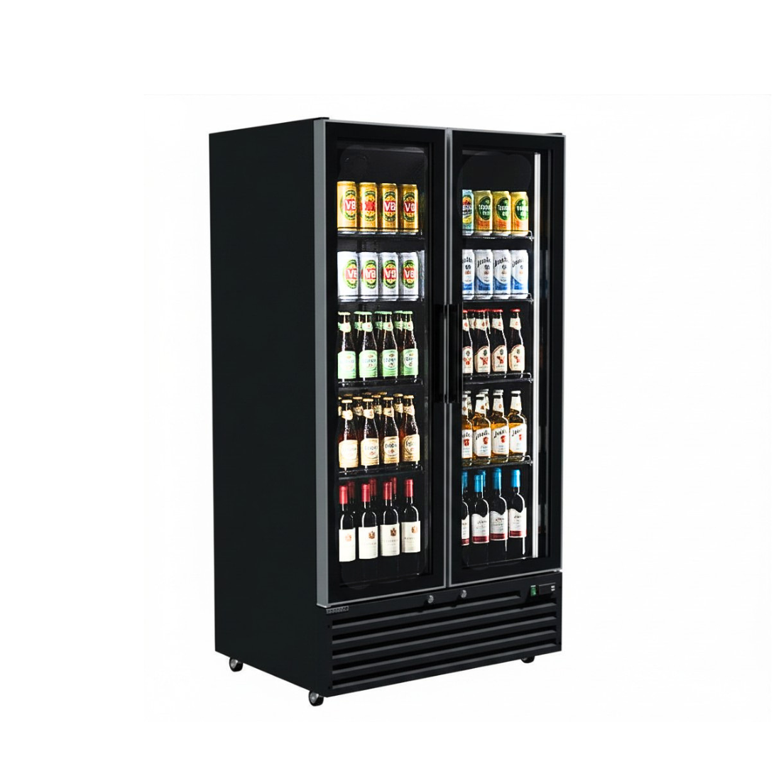 Commercial Upright Bar Fridge With 2 Hinged Glass Doors 675L