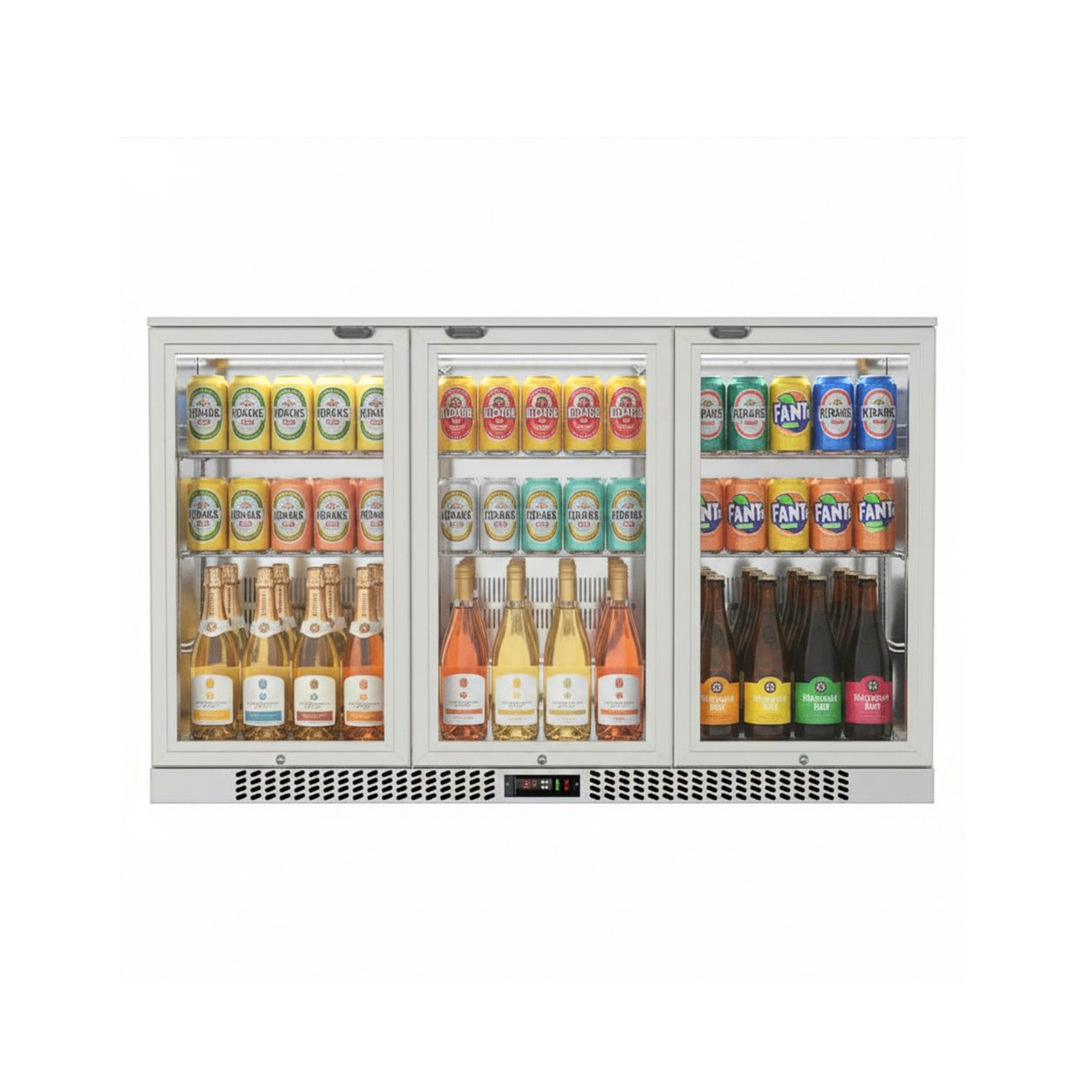 Commercial Deluxe Stainless Steel Bar Fridge With 3 Hinged Doors 324L