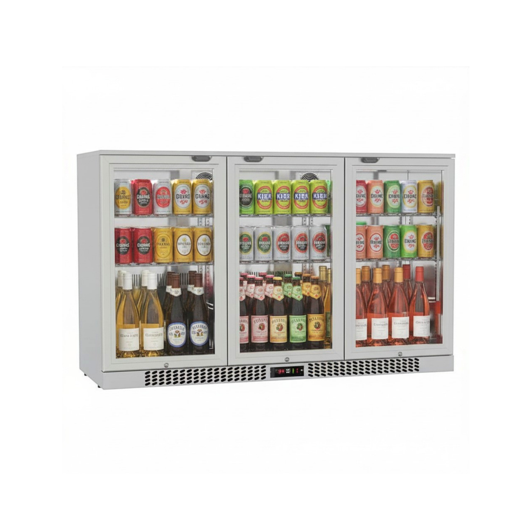 Commercial Deluxe Stainless Steel Bar Fridge With 3 Hinged Doors 324L