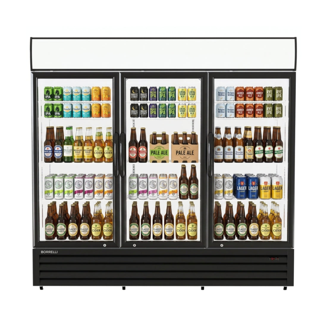 Commercial Display Fridge With 3 Hinged Glass Doors 1383L