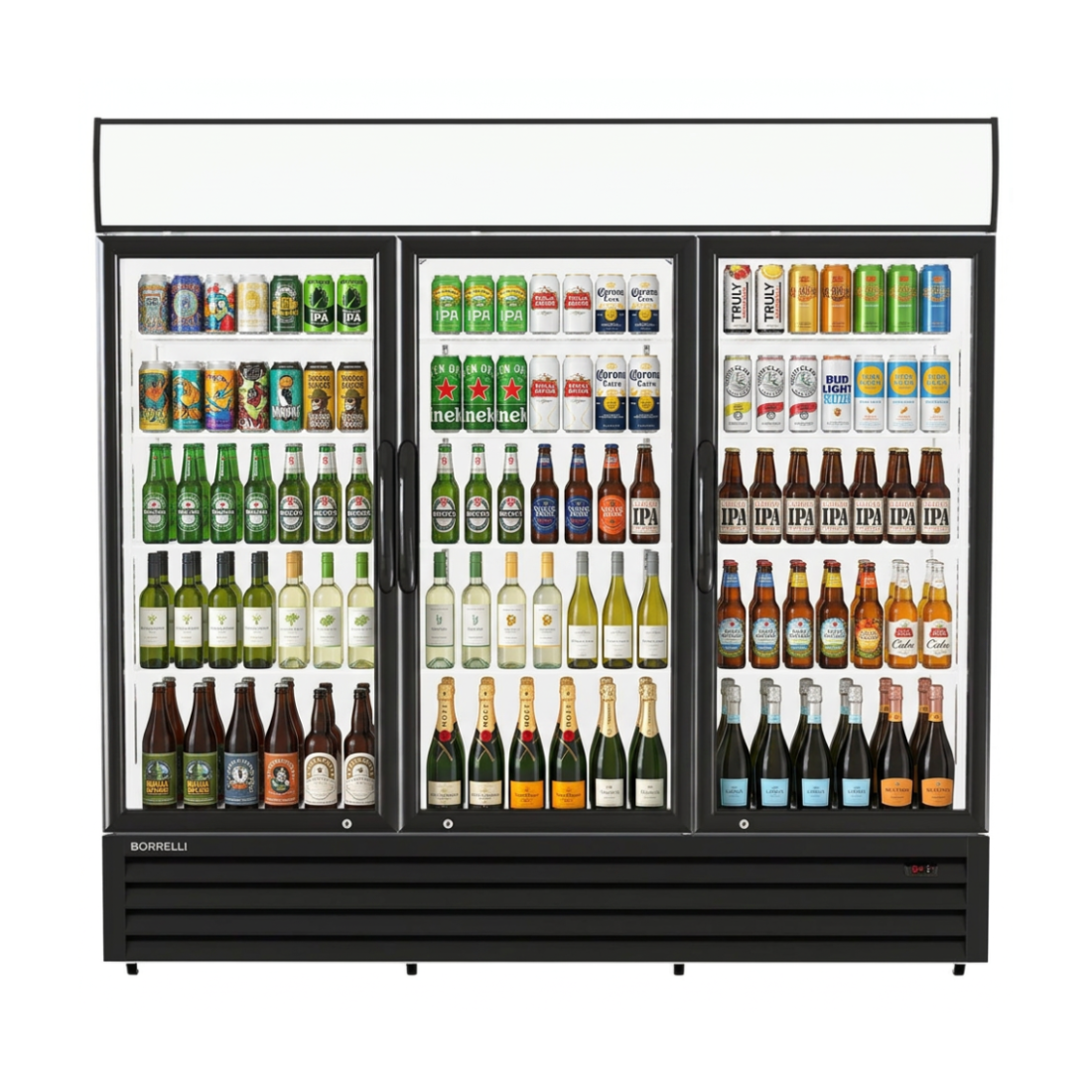 Commercial Display Fridge With 3 Hinged Glass Doors 1924L