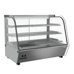 Side view of a Borrelli 160-liter commercial heated countertop display with a focus on the side glass panel, metallic frame, and the control panel housing temperature settings and power switches