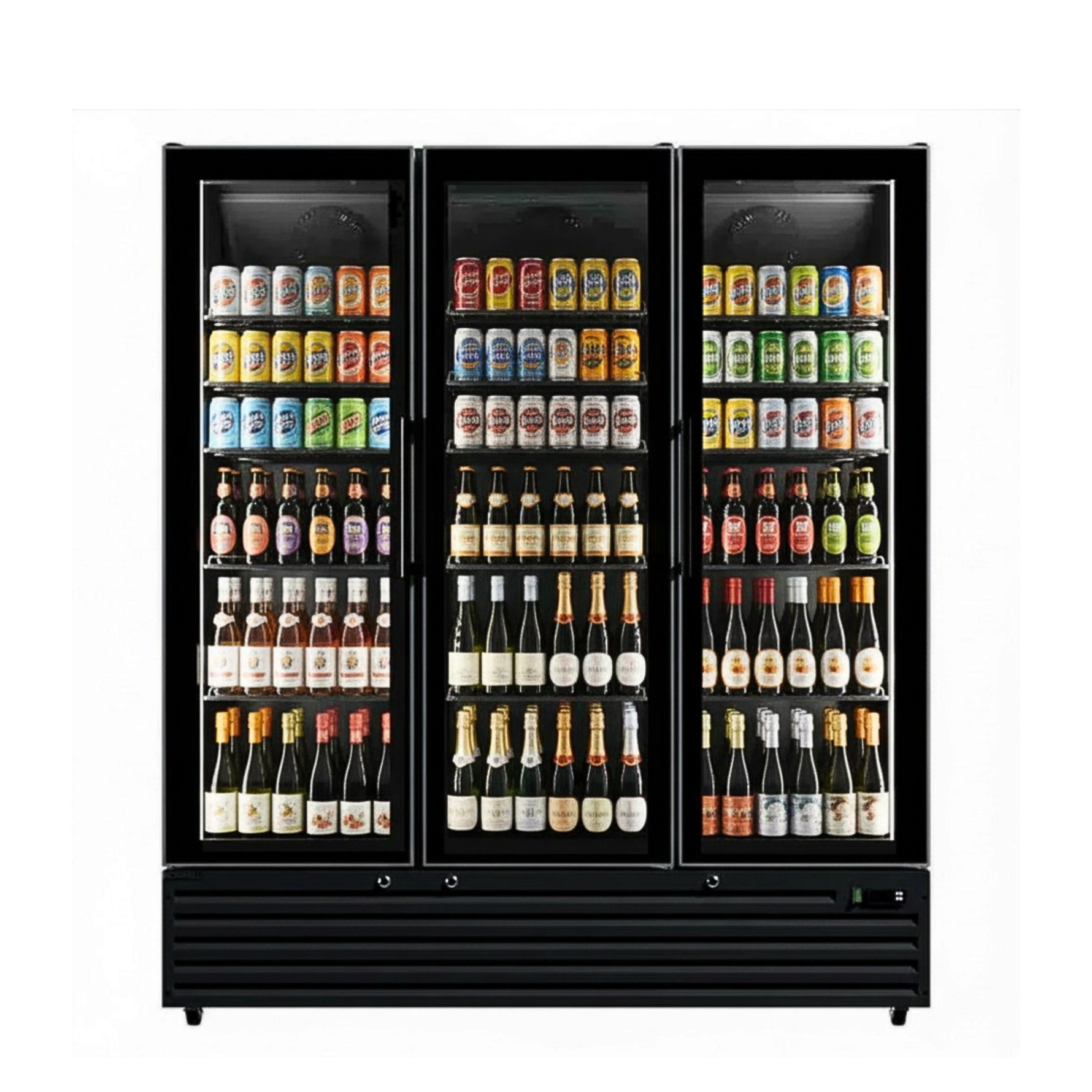 Commercial Upright Bar Fridge With 3 Hinged Glass Doors 1242L