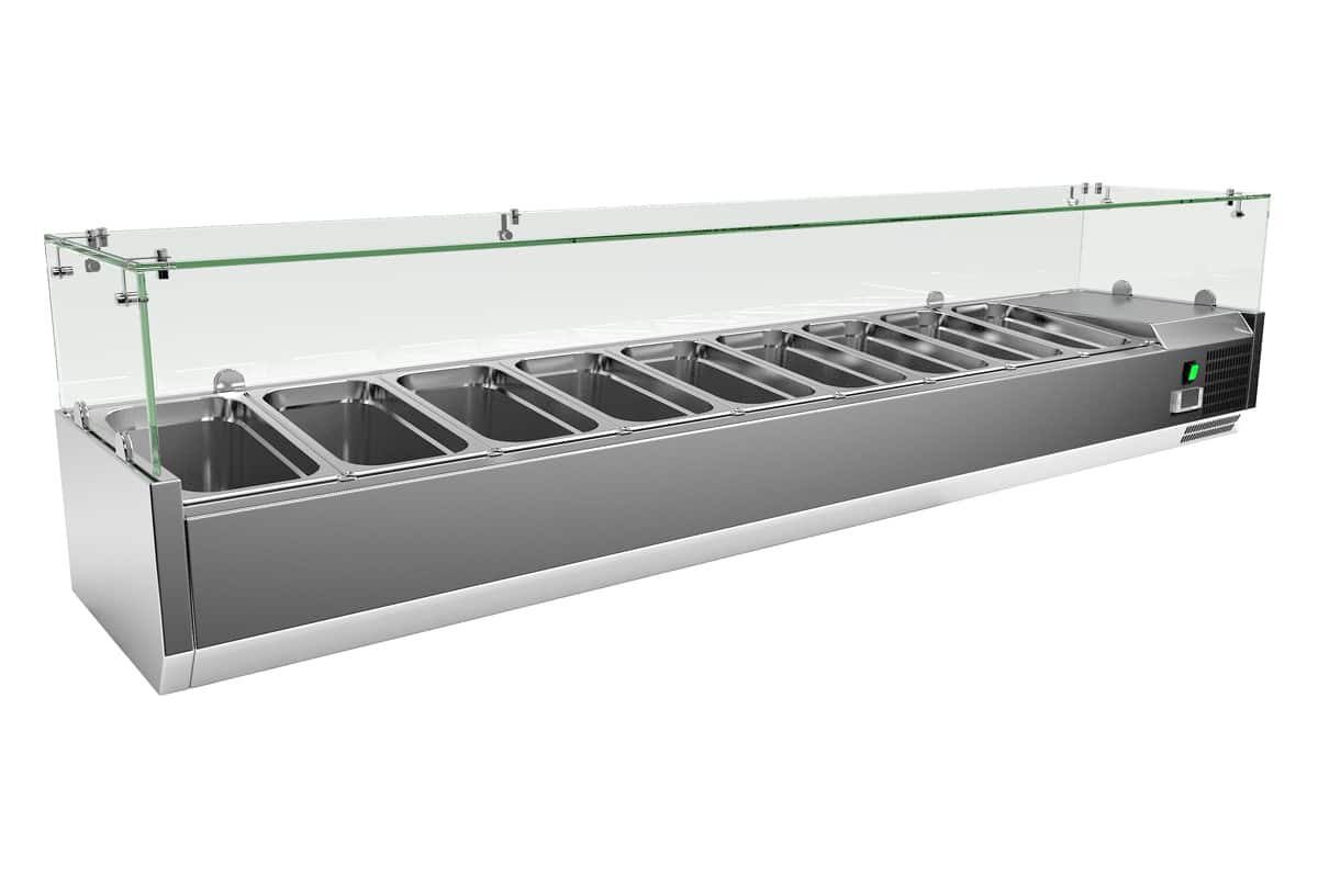Commercial VRX Servery 2000mm - Counter Top Prep Fridge with Glass Top