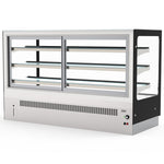 Spacious 815L Floor Standing Heated Food Display Showcase, Perfect for Restaurants and Cafeterias. Efficient Heating System Maintains Food Warmth. Back Angle Image.