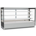 Spacious 815L Floor Standing Heated Food Display Showcase, Perfect for Restaurants and Cafeterias. Efficient Heating System Maintains Food Warmth. Back Angle Image.