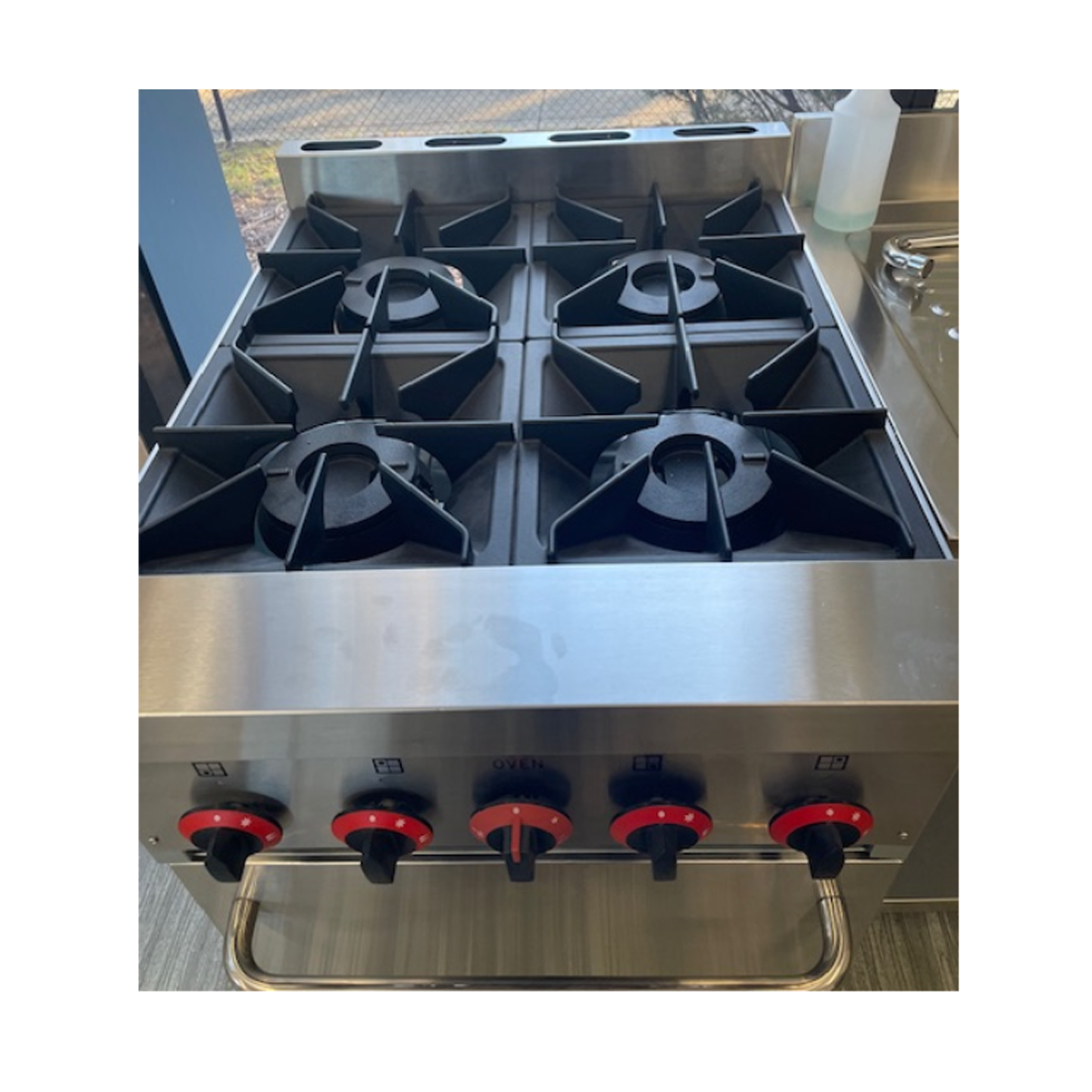 Borrelli 4 Burner Heavy duty Gas Stove with warmer