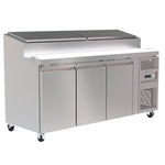 403L Prep Fridge, Ideal for Busy Kitchen Environments. Versatile Interior Layout for Efficient Ingredient Organisation. Front Angle Image.