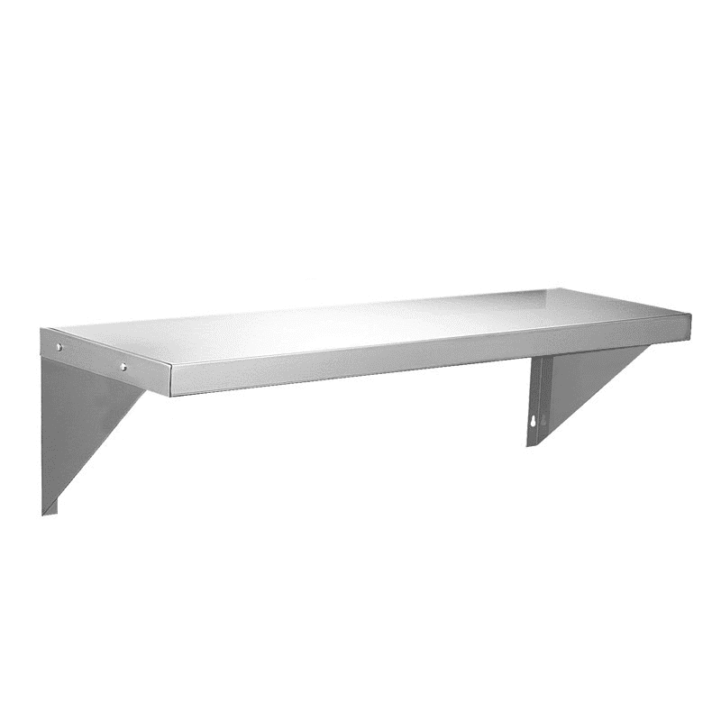 Maximize Your Storage Efficiency with our 600mm Stainless Steel Wall Shelf. Ideal for commercial kitchens and various workspaces, this wall shelf is designed for durability and practicality.  Angle_view.