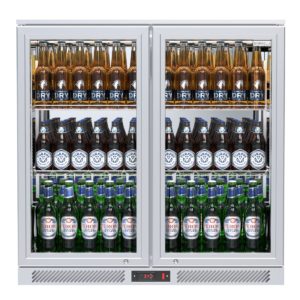 Borrelli BC-220H-SS-E stainless steel glass door bar fridge full head on view