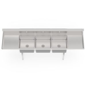 Borrelli triple bowl stainless steel sink top view
